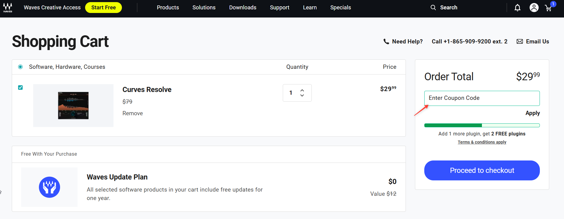 поле для ввода промокода Waves