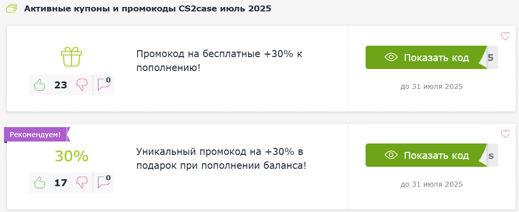 Промокоды CS2case