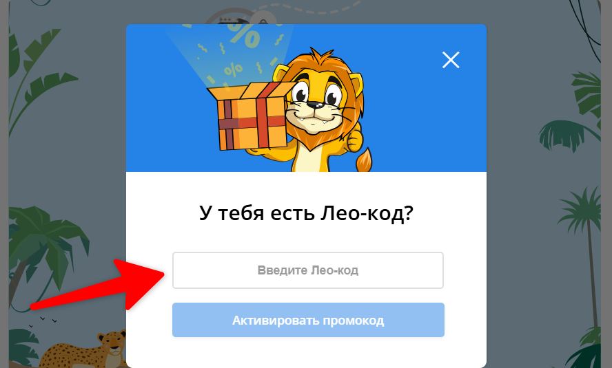 Поле для ввода промокода Lingualeo