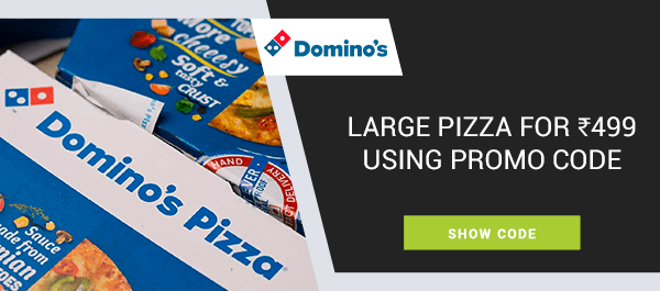 Large pizza for ₹499 using Domino Pizza promo code!